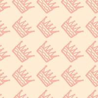 Minimalistic simple seamless pattern with pink crown silhouettes. Light background. vector