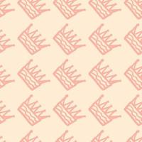 Minimalistic simple seamless pattern with pink crown silhouettes. Light background. vector