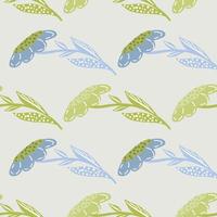 Pastel tones seamless pattern with green and blue decorative abstract flowers shapes. vector