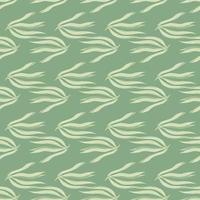 Geometric seaweeds seamless pattern on green background. vector