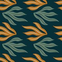 Hand drawn green and orange colored vintage leaves seamless pattern. Foliage nature backdrop. vector