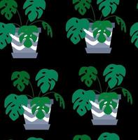 Exotic seamless pattern tropical houseplant in a flower pot. vector