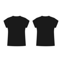 Childrens black t-shirt blank template vector illustration. Technical sketch tee shirt isolated on white background.