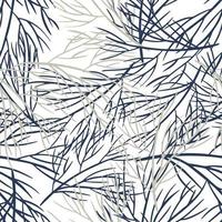 Isolated decorative nature seamless pattern with navy blue contoured tree branches silhouettes. White background. vector