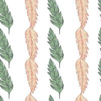Simple foliage seamless pattern on white background. Minimalistic leaves ornament. Leaf backdrop. Floral wallpaper vector
