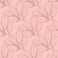 Vintage leaf seamless pattern on pink background. Tree leaves backdrop. Autumn floral wallpaper. vector