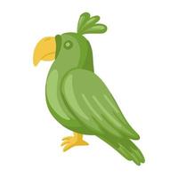 Green parrot isolated isolated on white background. vector