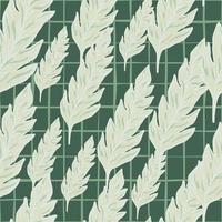 Simple foliage seamless pattern on green background. Minimalistic leaves ornament. vector