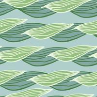 Organic line leaves pattern on light blue background. Abstract botanical backdrop. vector