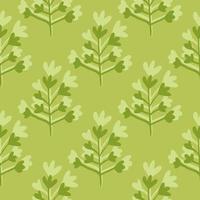 Seamless floral pattern with branch silhouettes in green and olive tones. Decorative simple backdrop. vector