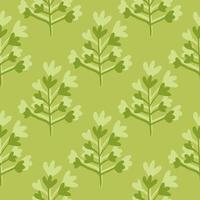 Seamless floral pattern with branch silhouettes in green and olive tones. Decorative simple backdrop. vector