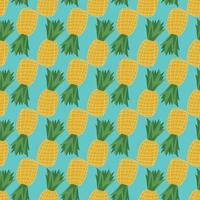 Pineapple seamless pattern. Tropical fruits endless wallpaper. Hand drawn vector