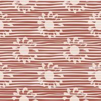 Herbal cute pattern with flowers in pink and red colors. Lined background. vector