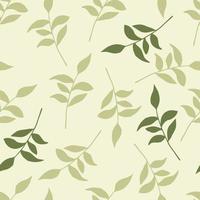 Minimalism seamless pattern with fall branch leaves. Light beige background. Floral simple backdrop. vector