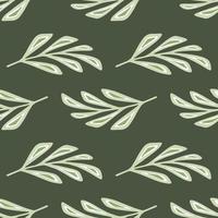 Light tones botanic abstract leaf branches elements. Green olive background. Hand drawn floral backdrop. vector