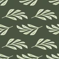 Light tones botanic abstract leaf branches elements. Green olive background. Hand drawn floral backdrop. vector