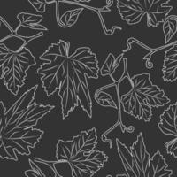 Hand drawn grapevine seamless pattern. Engraving style. vector