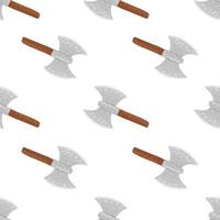 Isolated simple seamless pattern with grey and brown tones viking hatchets. Swedish armor sihouettes on white background. vector