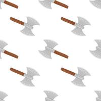 Isolated simple seamless pattern with grey and brown tones viking hatchets. Swedish armor sihouettes on white background. vector