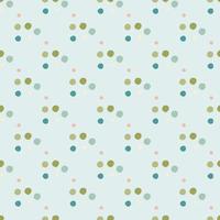 Geometric polka dot seamless pattern. Little circles in green, blue colors on pastel light background. vector
