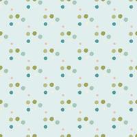 Geometric polka dot seamless pattern. Little circles in green, blue colors on pastel light background. vector