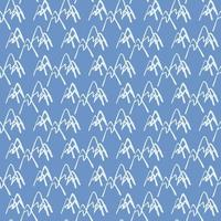 Seamless pattern with mountains on blue background. Hand drawn peak rock endless wallpaper. vector