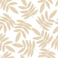 Seamless pattern with vintage branch leaves on white background. vector