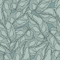 Abstract herbal seamless pattern with doodle leaf simple elements. Blue pastel artwork. vector