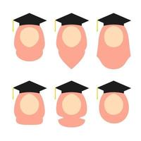 group of muslim girl on graduation day illustration vector