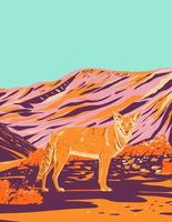coyote en el parque nacional del valle de la muerte en la frontera de california nevada wpa poster art vector