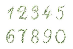 Set of number. Watercolor illustration. vector