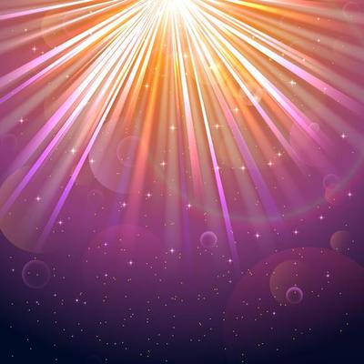 Blurred underwater background with rays of light and air bubbles
