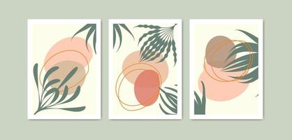 set of abstract floral minimal boho. use for background, cover, wallpaper, print, card, wall decor vector