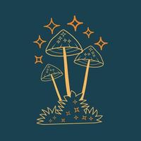 mystic boho magic mushrooms illustration vector