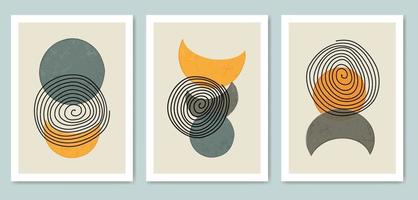 collection of contemporary abstract geometric minimalist hand painted with line art vector