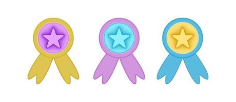 set of award achievement ribbon with star vector