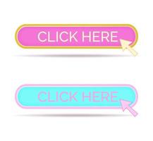 Click here button with Mouse clicks on an object vector