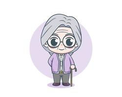 Old people avatar cartoon illustration vector