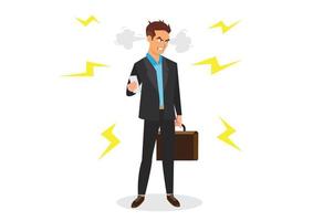 angry business man after answering the phone The business did not meet the target lonely character on a white background vector cartoon style illustration