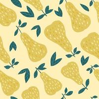 Sweet yellow pear seamless pattern. Funny design vector