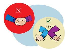 Avoid touching to prevent Coronavirus spreading from hand touch. Use the elbow to hit each other instead. vector