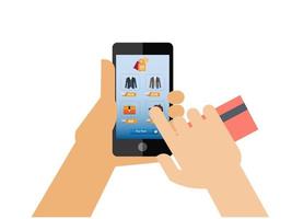 Online shopping during the big sale via smartphone, online shopping business idea vector