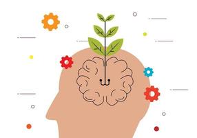 Cultivating ideas It is like growing a plant from the brain. vector