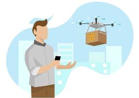 New fast air freight using drones for fast and safe transportation. vector