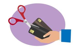 Credit card scissors The concept of liquidation, destruction, disabling. Your account has been blocked. vector