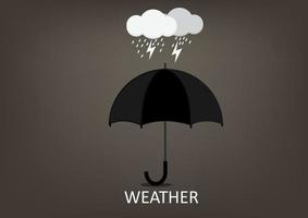 Rainstorms, clouds and lightning, depending on the weather, can be protected with an umbrella. flat style cartoon illustration vector