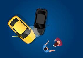 accidente automovilístico vista superior icono de colisión del vehículo ambos conductores están de acuerdo en la culpabilidad y los daños vector