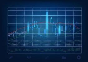 Blue theme background concept about investment in stock. Vector stock charts and market analysis. Ideal for technology concept background.