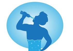 A man is drinking clean water to hydrate his body that has lost sweat from exercise. Healthy lifestyle. flat design vector illustration