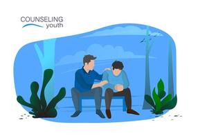 Family Counseling A father is introducing his son's lifestyle, accepting frustrations. And build up strength vector